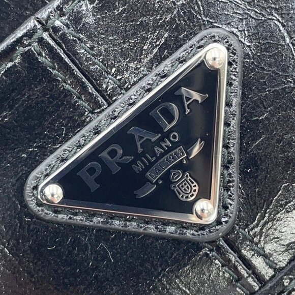 PRADA Triangle Logo Card Case Soft Look Leather Black 2MC025 - Picture 8 of 10
